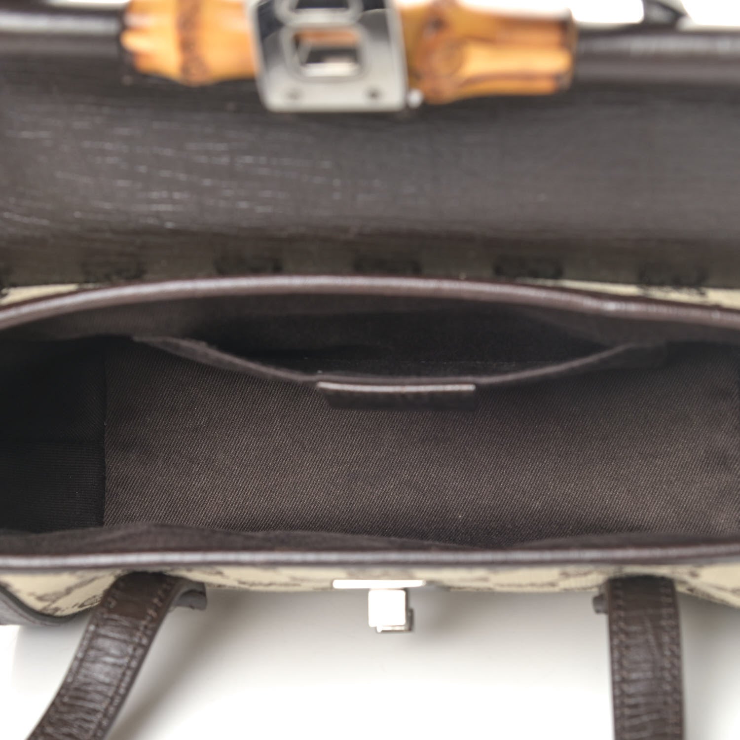Gucci Monogram Small Bamboo Bullet Satchel Brown 4 of 5