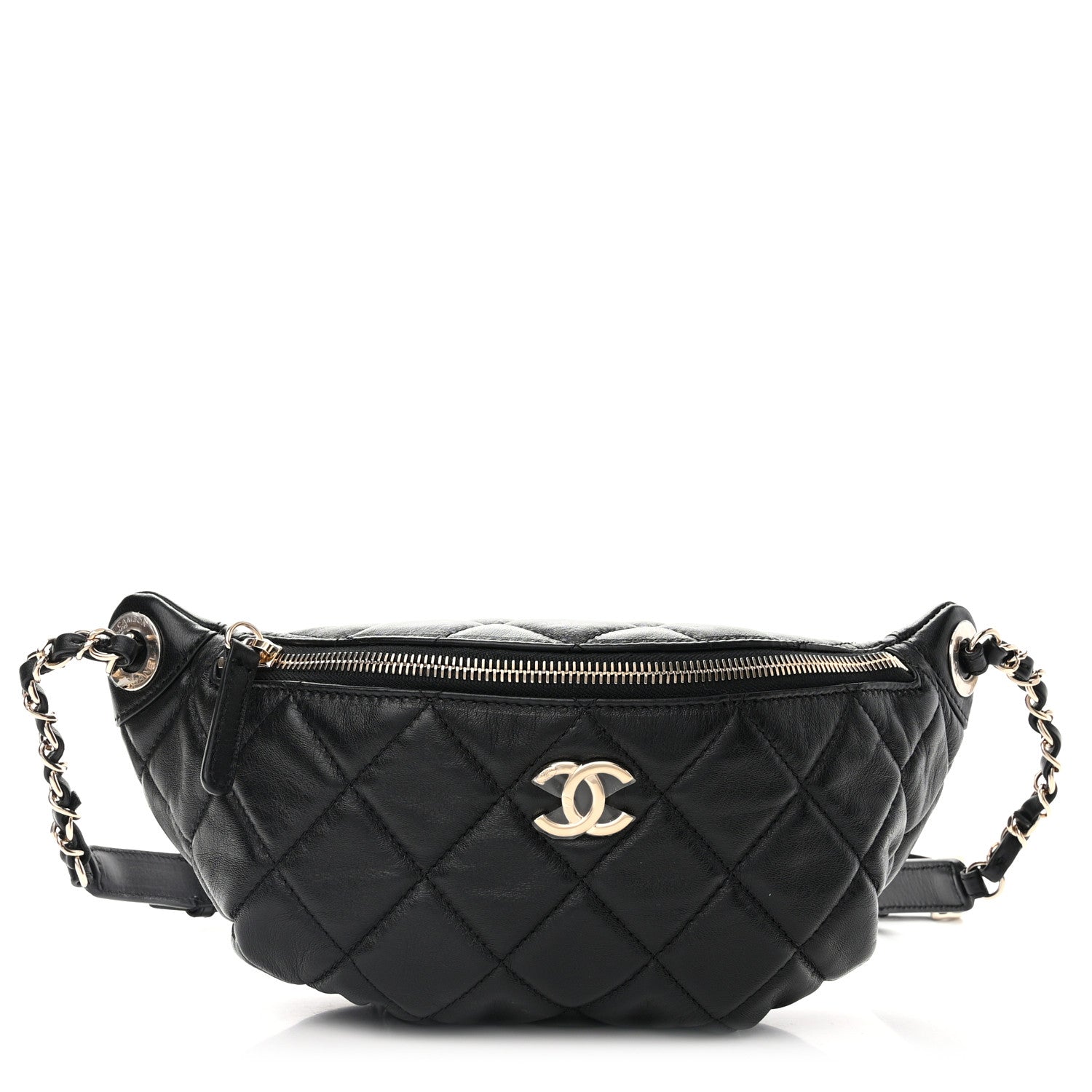 Chanel Lambskin Quilted Waist Bag Fanny Pack Black 1 of 13