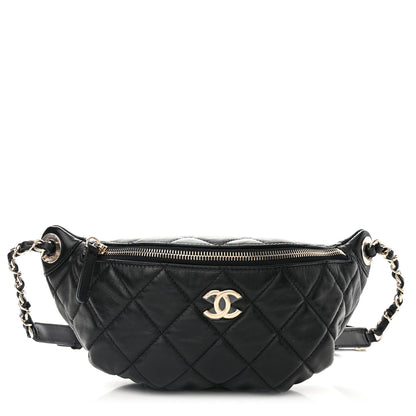 Chanel Lambskin Quilted Waist Bag Fanny Pack Black 1 of 13