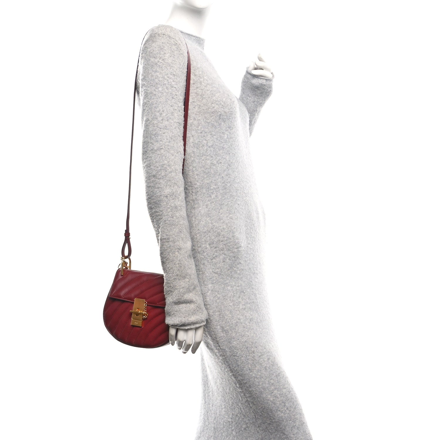 Chloe Calfskin Quilted Mini Drew Bijou Shoulder Bag Dahlia Red 2 of 9