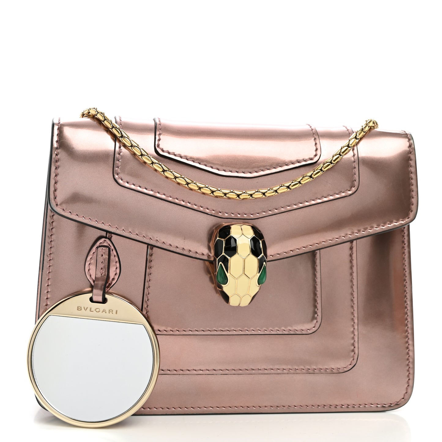 Metallic Calfskin Serpenti Forever Crossbody Bag Rose Quartz