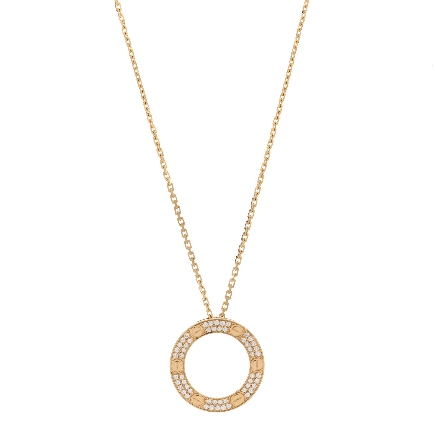 18K Yellow Gold Diamond LOVE Paved Necklace
