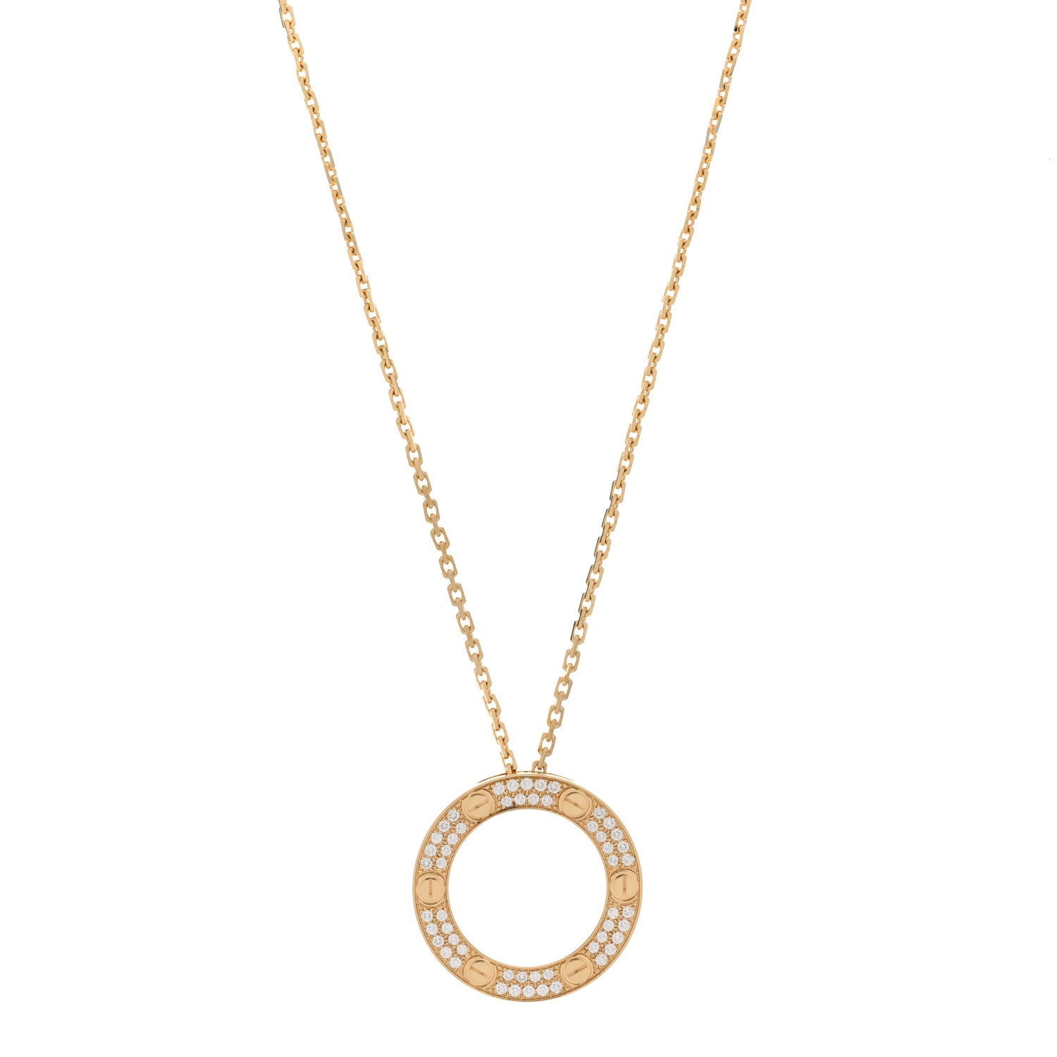 Cartier 18K Yellow Gold Diamond LOVE Paved Necklace 1 of 4