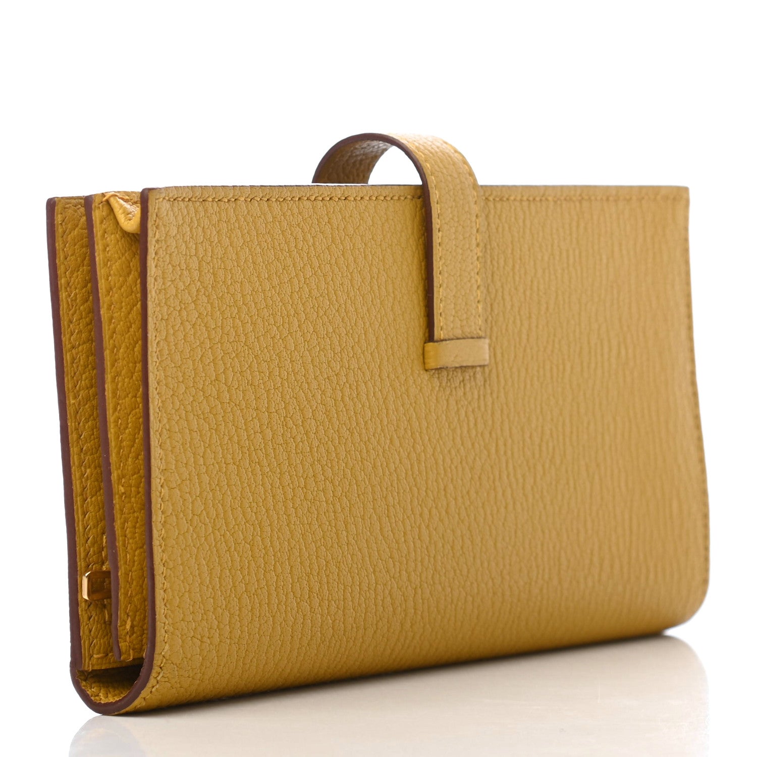 Hermes Chevre Mysore Bearn Gusset Wallet Jaune Ambre 3 of 7