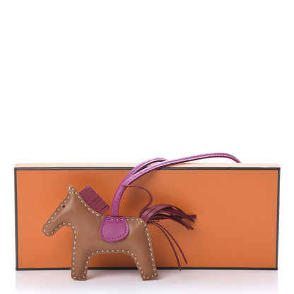 Hermes Milo Lambskin Grigri Rodeo Horse Bag Charm PM Gold Rubis Rose Poupre 5 of 5