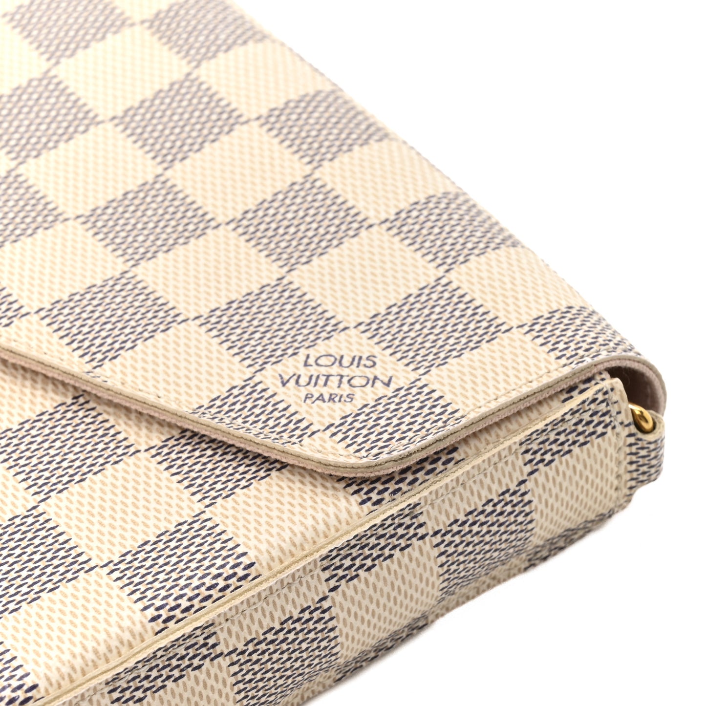 Damier Azur Pochette Felicie Chain Wallet Rose Ballerine