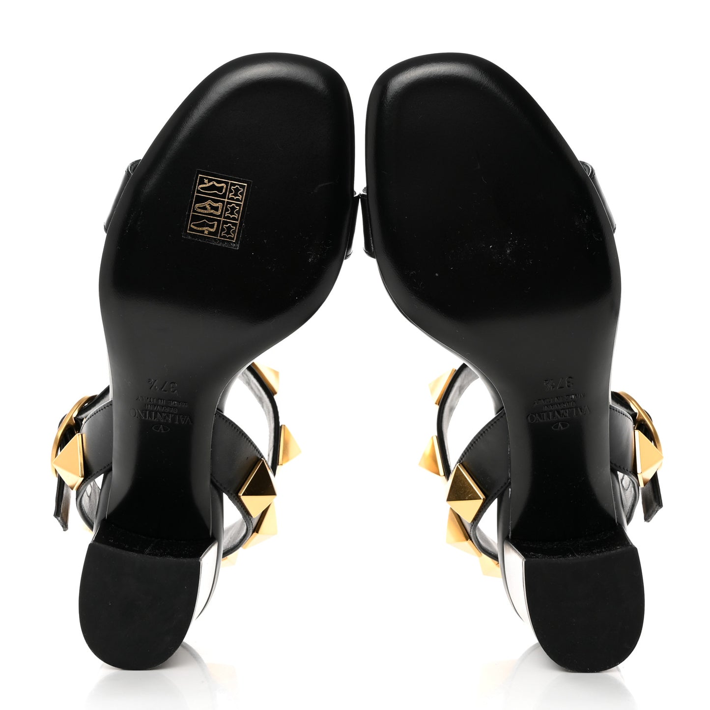 Calfskin Roman Stud 60mm Sandals 37.5 Black