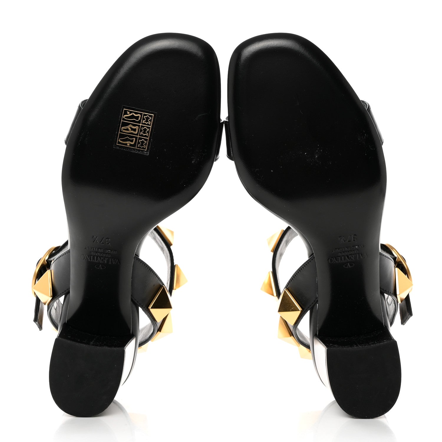 Valentino Garavani Calfskin Roman Stud 60mm Sandals 37.5 Black 5 of 9