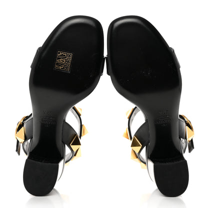 Valentino Garavani Calfskin Roman Stud 60mm Sandals 37.5 Black 5 of 9