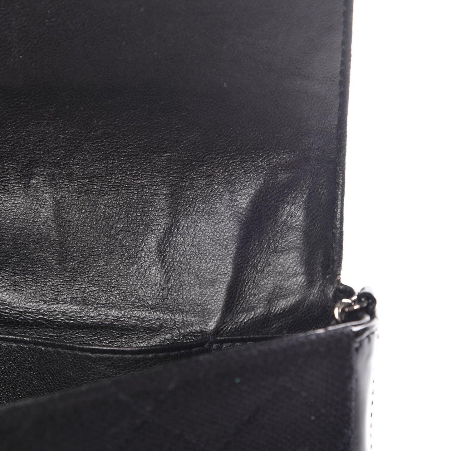 Patent Canvas Quilted Flap Clutch Black