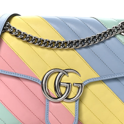 Gucci Calfskin Matelasse Diagonal Small GG Marmont Shoulder Bag Multicolor Pastel 8 of 11