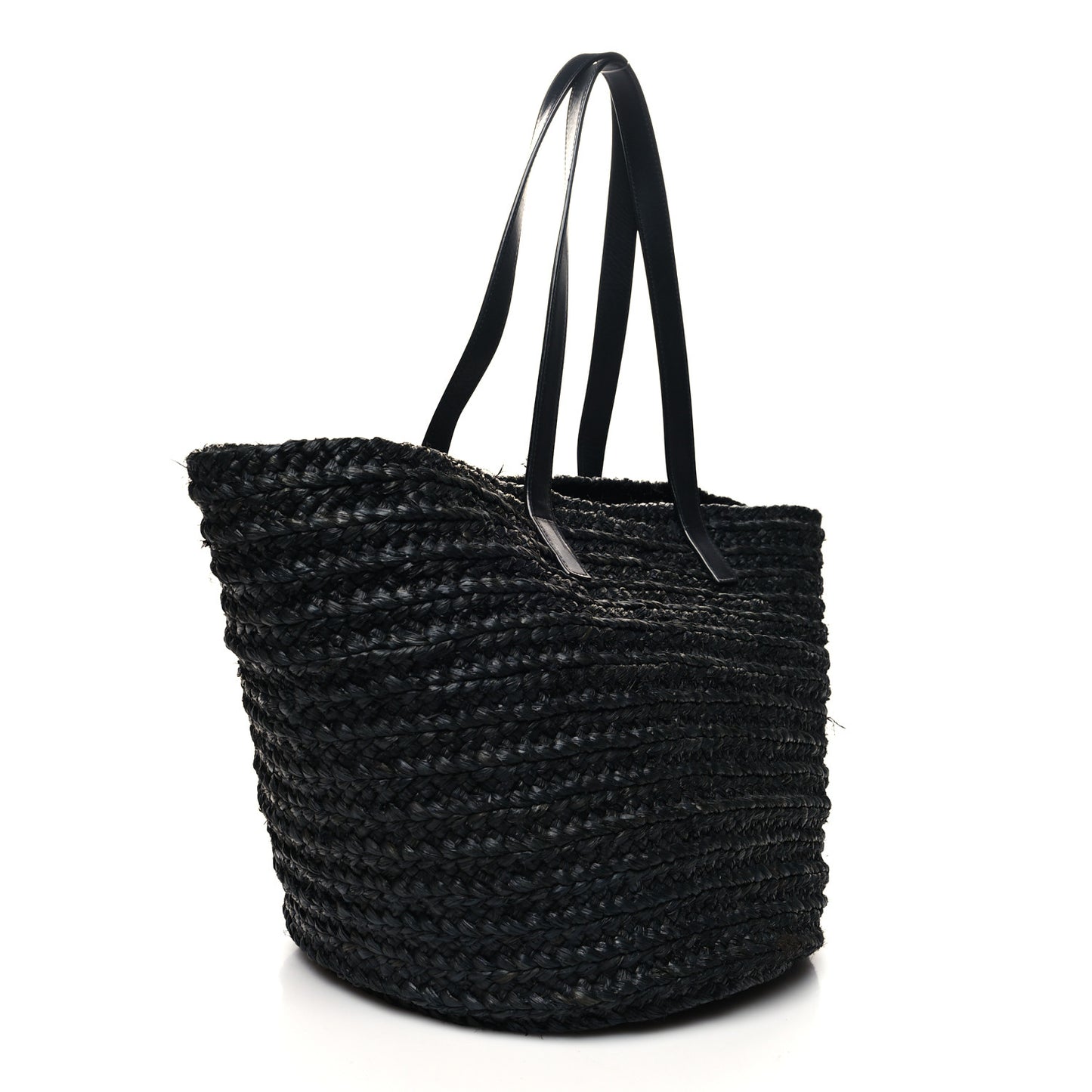 Raffia Medium Panier Bag Black