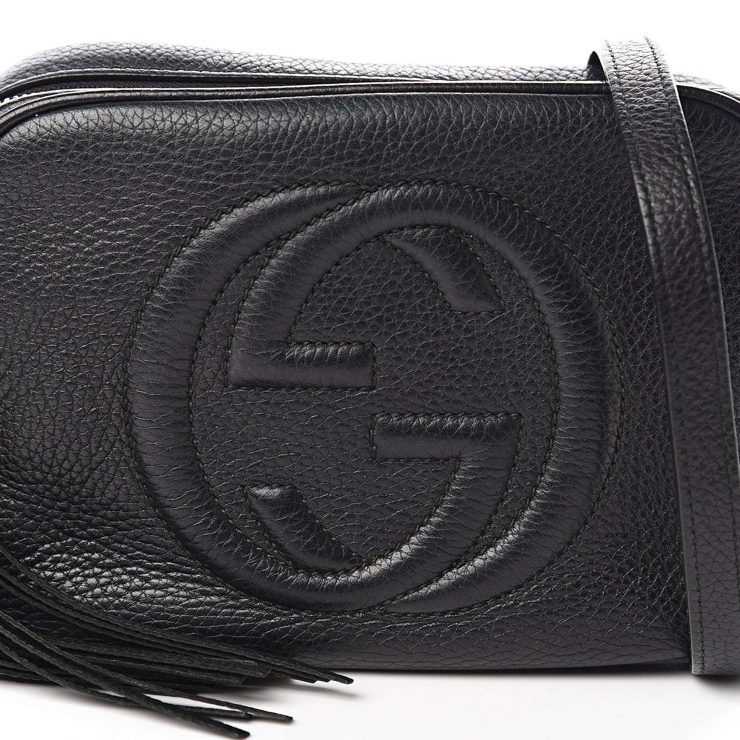 Pebbled Calfskin Small Soho Disco Bag Black