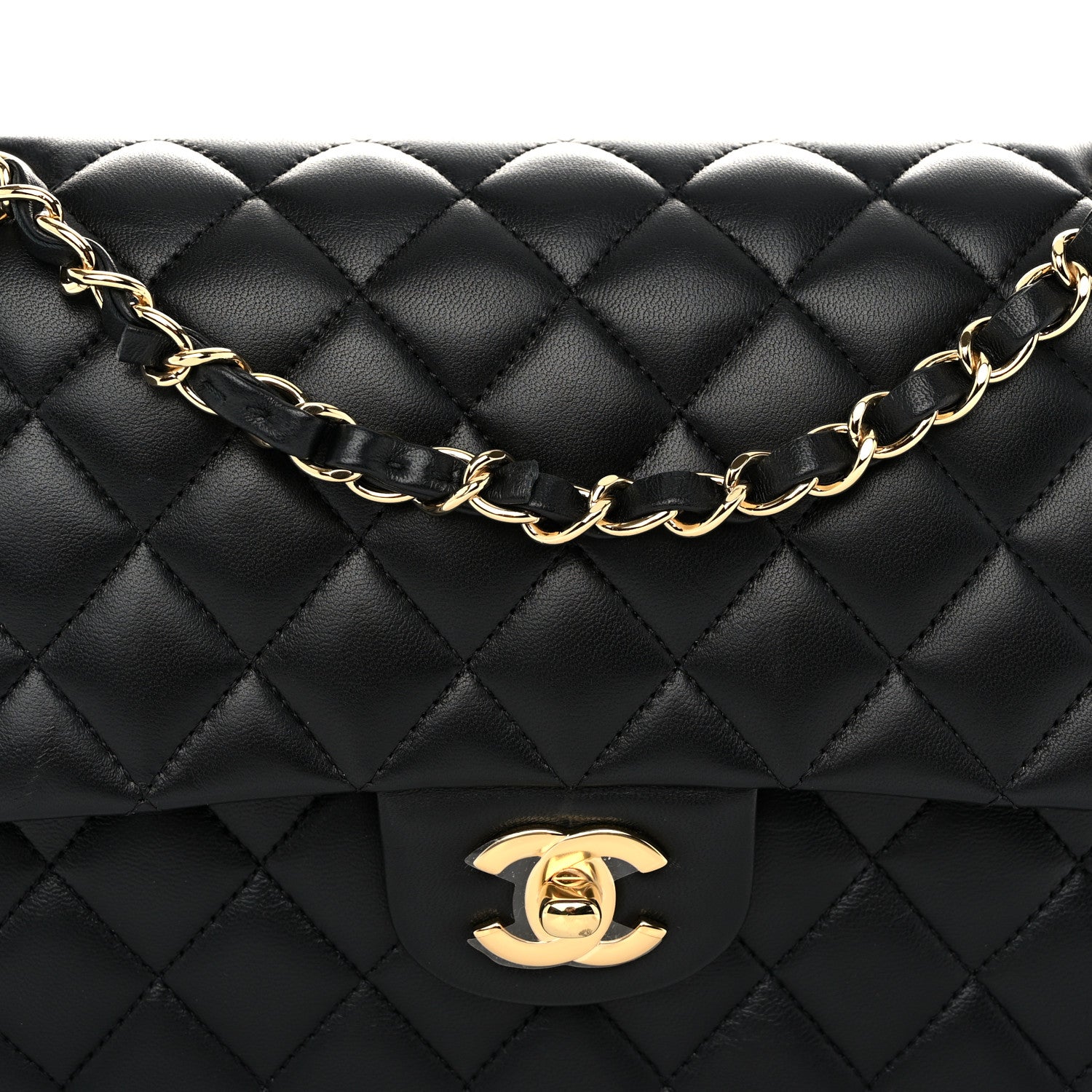 Chanel Lambskin Quilted Medium Double Flap Black 8 of 10