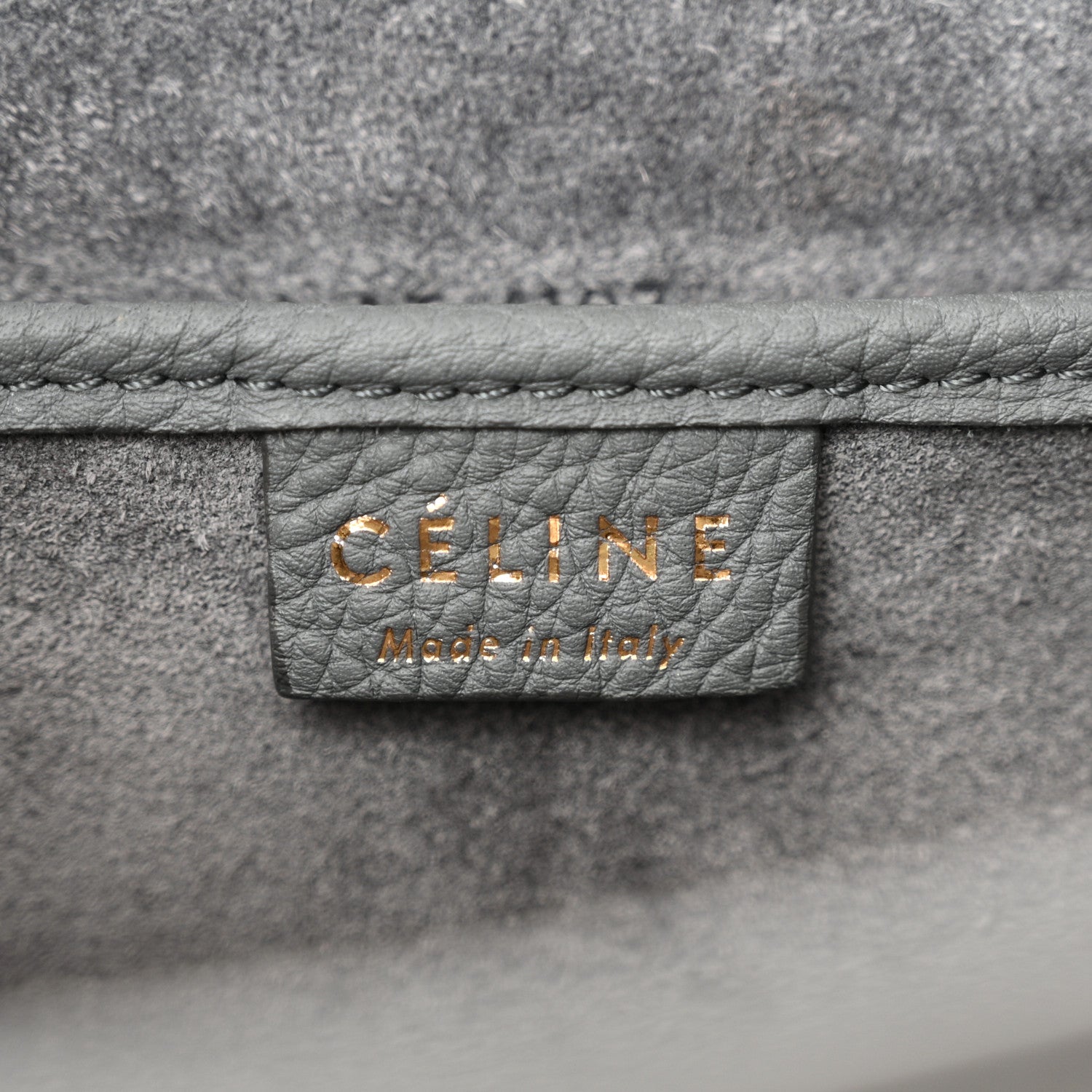 Celine Drummed Calfskin Nano Luggage Kohl 6 of 11