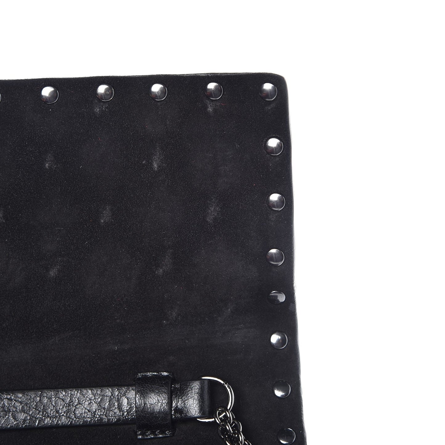 Craquele Nappa Rockstud Spike Wallet on Chain Black