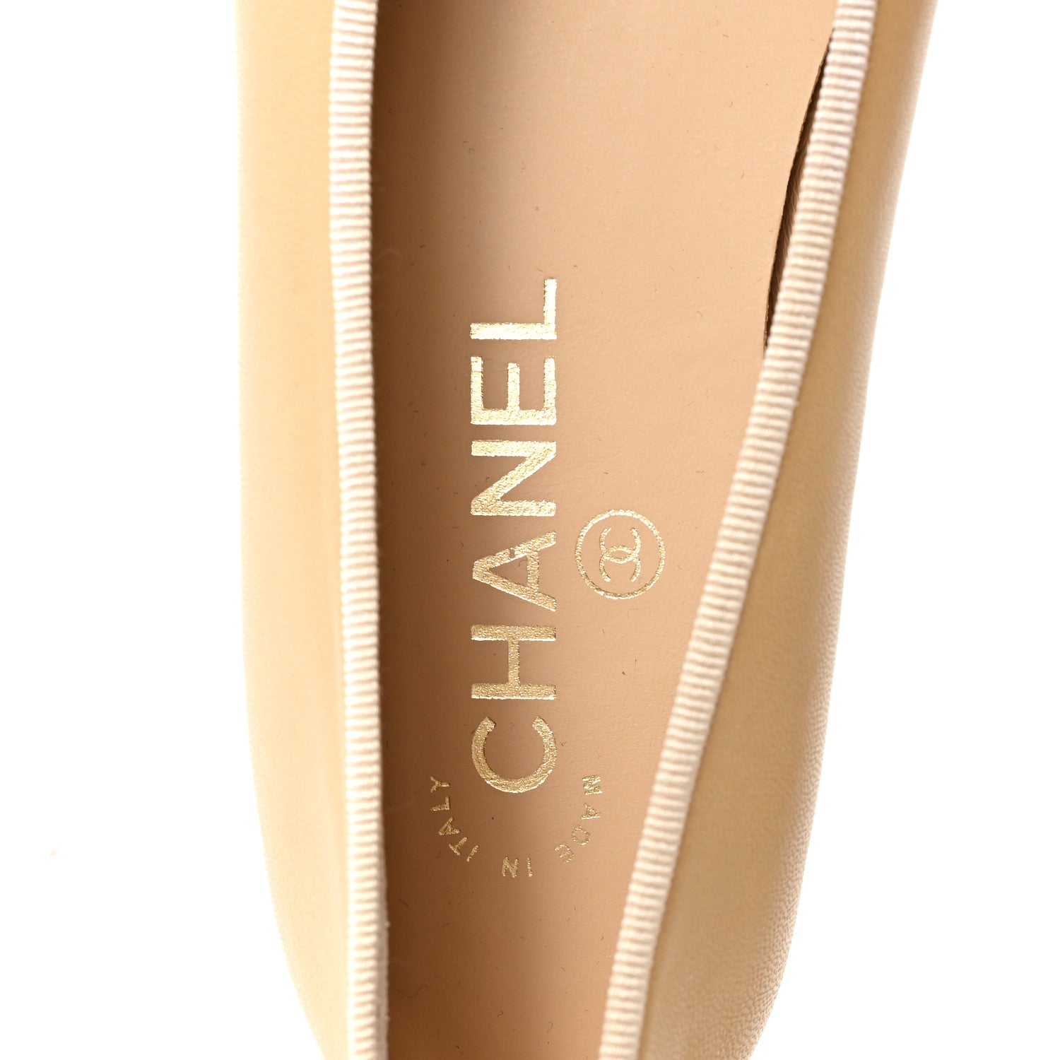Chanel Lambskin Cap Toe CC Ballerina Flats 35.5 Beige Black 8 of 10