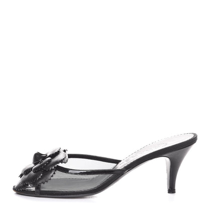 Chanel Lambskin Mesh Camellia Mules 38 Black 1 of 12