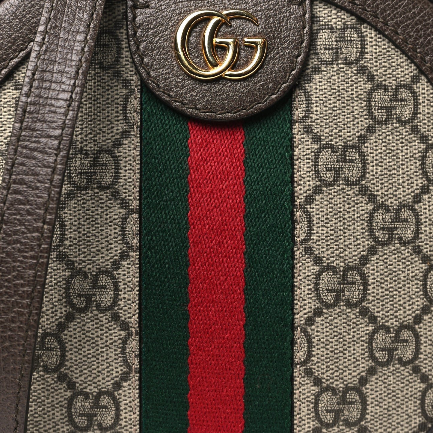 GG Supreme Monogram Web Mini Ophidia Round Shoulder Bag Brown