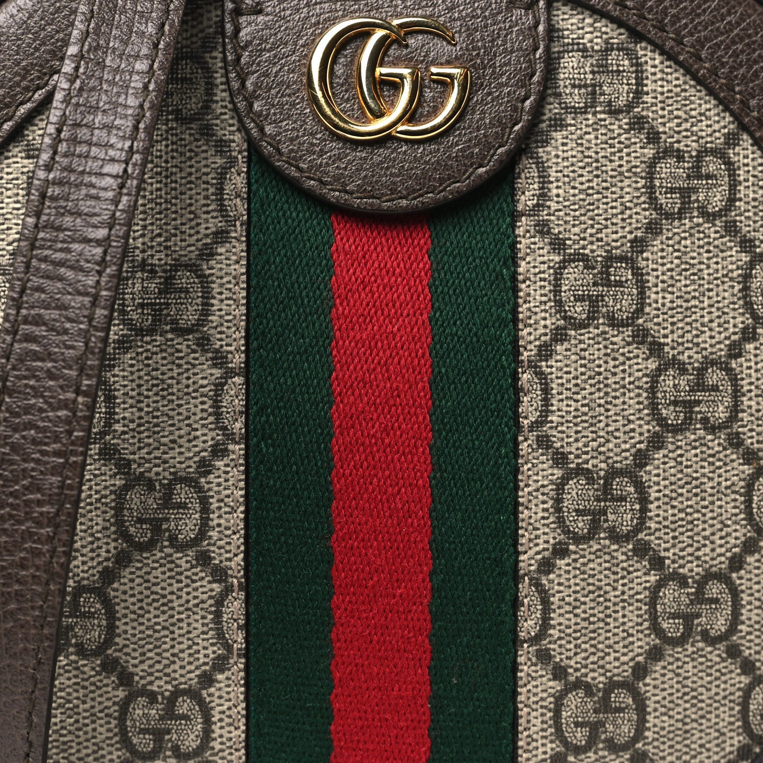 Gucci GG Supreme Monogram Web Mini Ophidia Round Shoulder Bag Brown 8 of 10