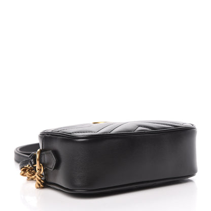 Gucci Calfskin Matelasse Mini GG Marmont Chain Shoulder Bag Black 4 of 11