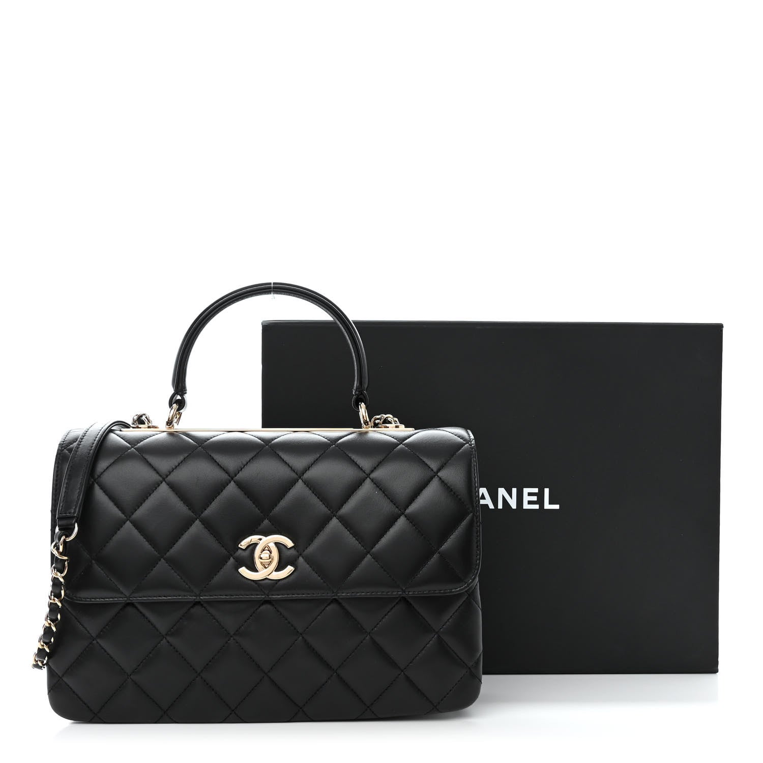 Chanel Lambskin Quilted Medium Trendy CC Flap Dual Handle Bag Black 14 of 14