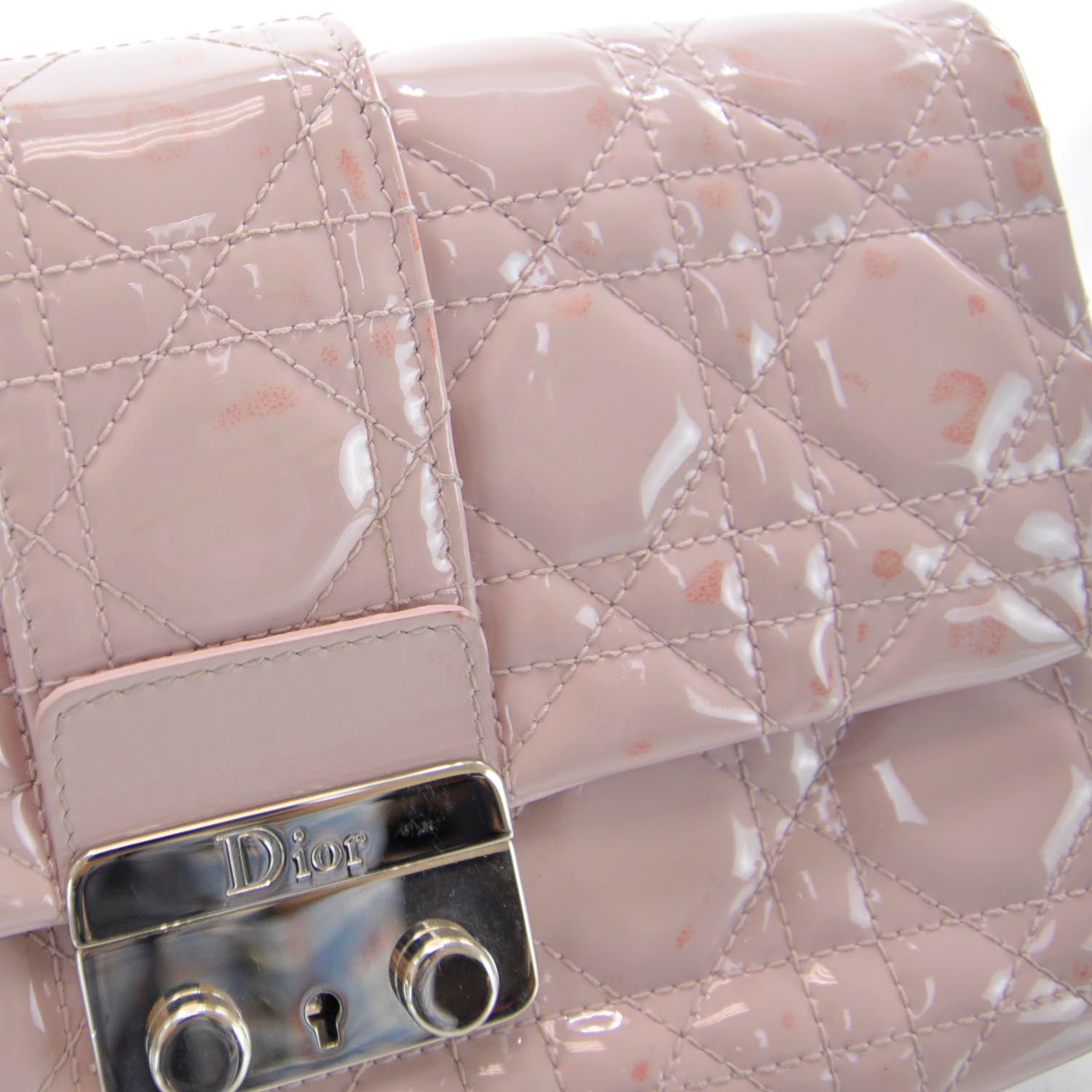 Christian Dior Patent Cannage New Lock Pouch Bag Rose Poudre 10 of 13