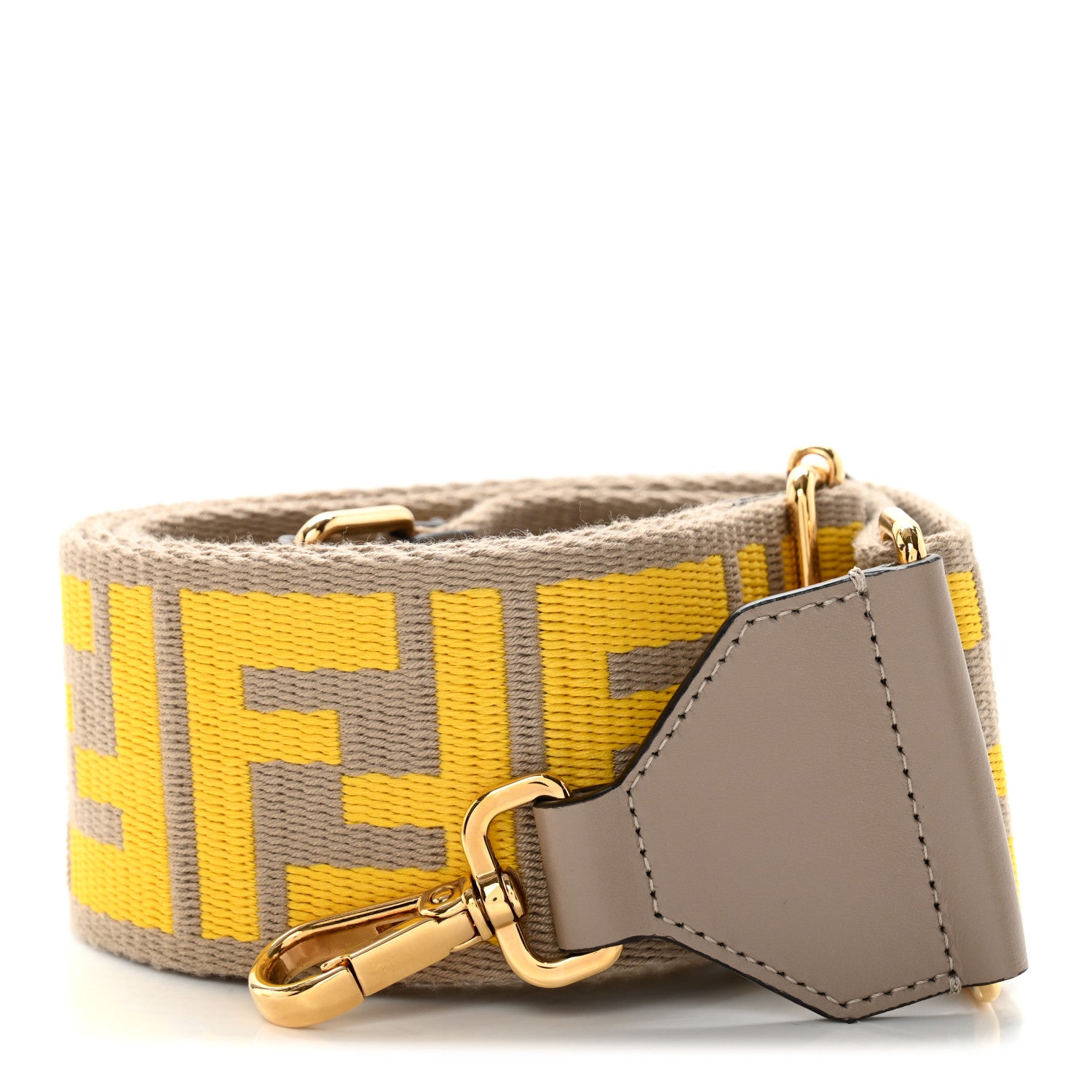 Fendi Ribbon Vitello King FF 1974 Adjustable Strap You Tortora Senape 1 of 8