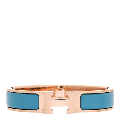 Hermes Enamel Narrow Clic Clac H Bracelet PM Bleu De Nord 1 of 4