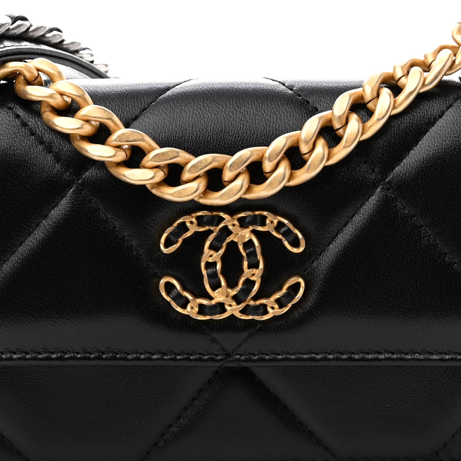 Chanel Lambskin Quilted Chanel 19 Flap Phone Holder With Chain Black 9 of 11