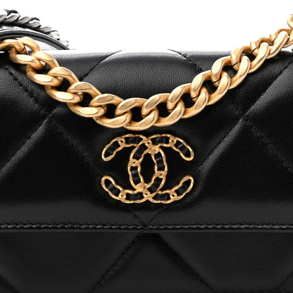 Chanel Lambskin Quilted Chanel 19 Flap Phone Holder With Chain Black 9 of 11