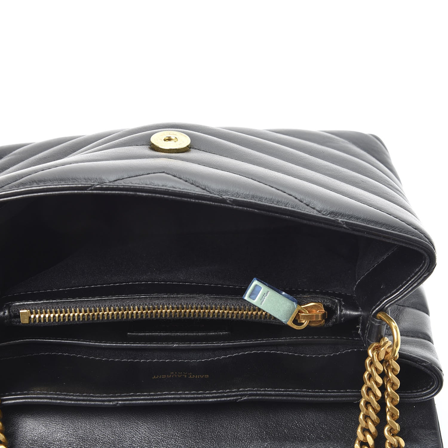 Saint Laurent Calfskin Y Quilted Monogram Small Loulou Chain Satchel Black 4 of 9