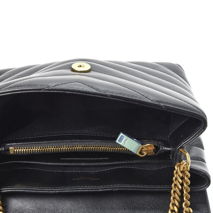 Saint Laurent Calfskin Y Quilted Monogram Small Loulou Chain Satchel Black 4 of 9