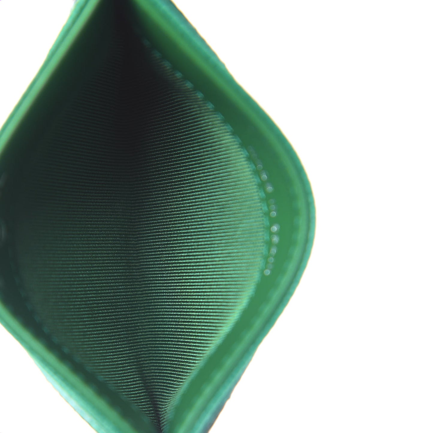 Metallic Caviar Quilted Card Holder Green
