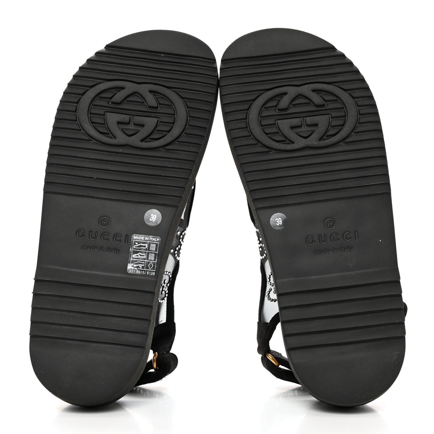 Tela Retino Kid Scamosciato Crystal GG Monogram Womens Dad Sandals 39 Black