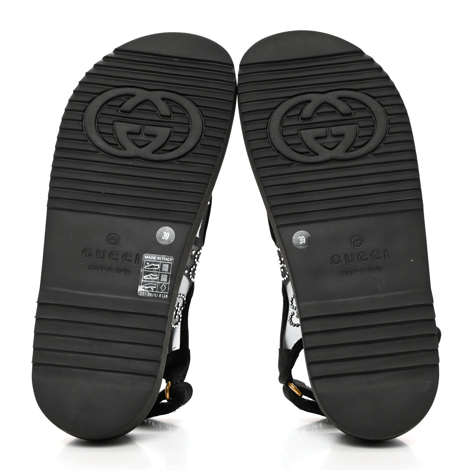 Gucci Tela Retino Kid Scamosciato Crystal GG Monogram Womens Dad Sandals 39 Black 5 of 8