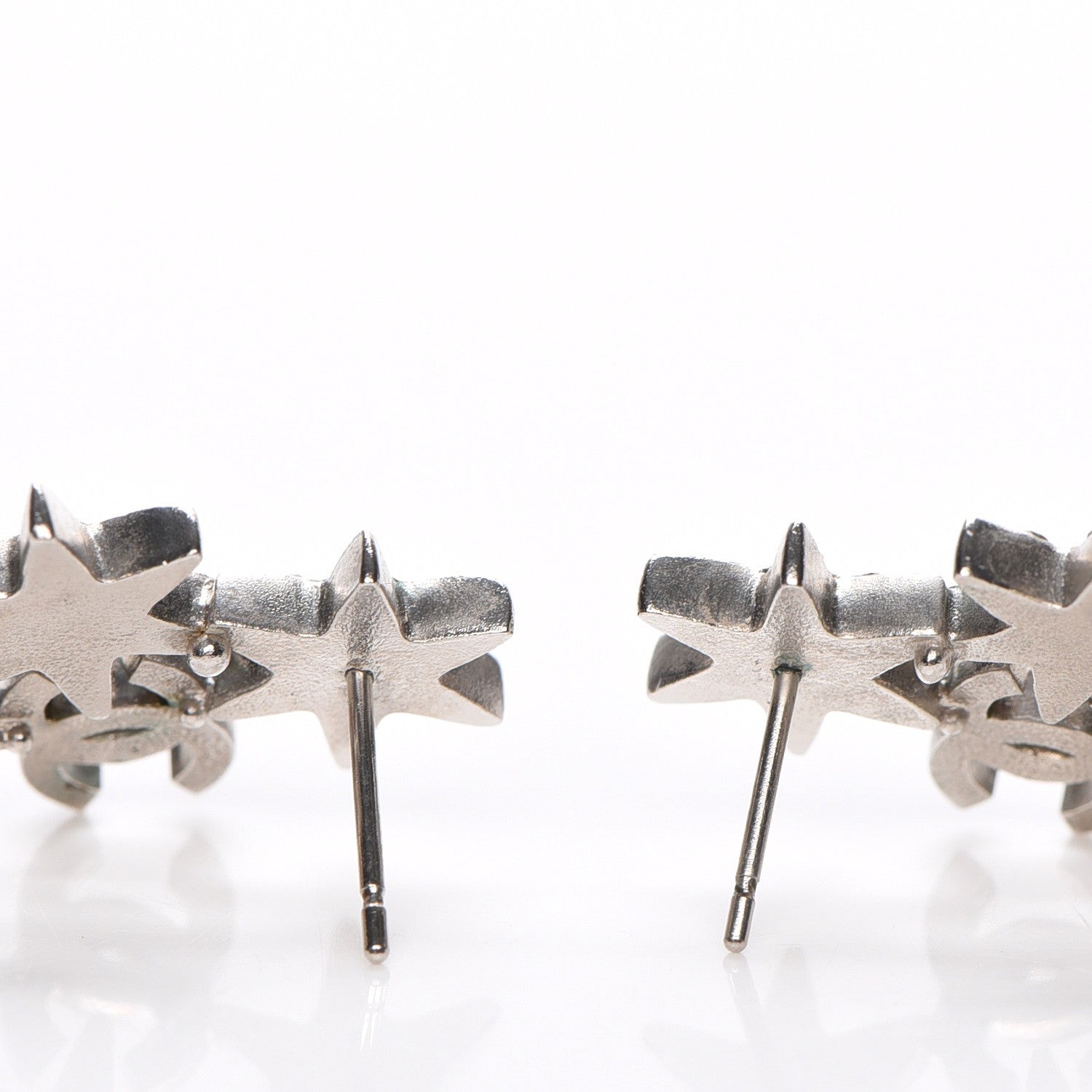Chanel Crystal CC Star Earrings Silver 3 of 5