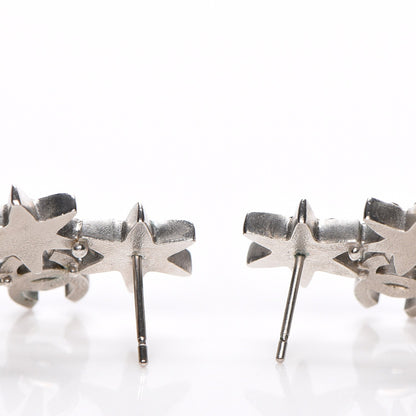 Chanel Crystal CC Star Earrings Silver 3 of 5