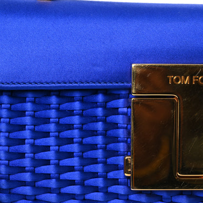 Tom Ford Woven Satin Medium 001 Chain Bag Electric Blue 5 of 14