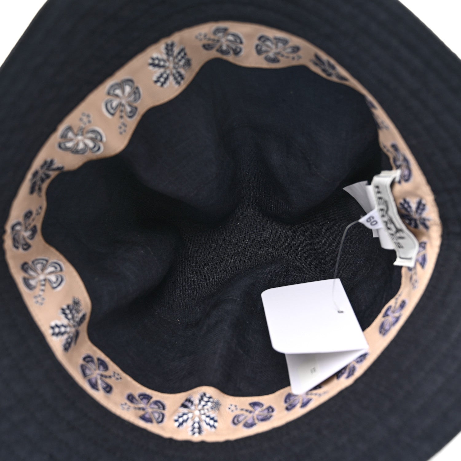 Hermes Toile De Lin Lavee Fred Bucket Hat 60 Marine 7 of 8