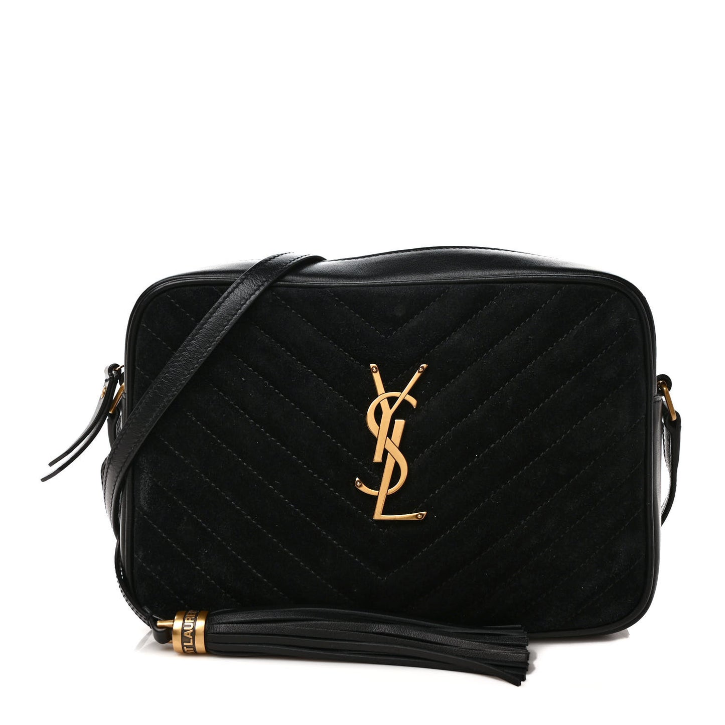 Suede Calfskin Monogram Lou Camera Bag Black