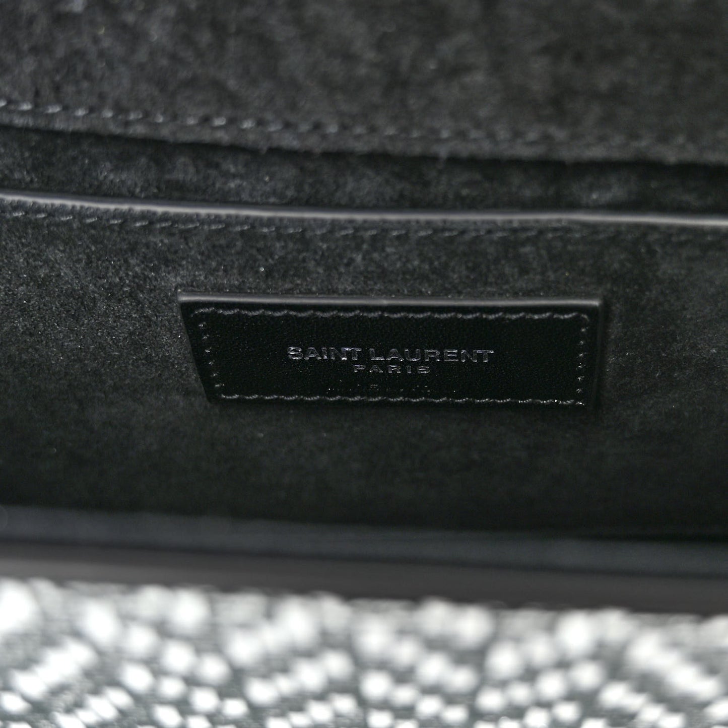Metallic Calfskin Chevron Small Monogram Kate Satchel Black Argento