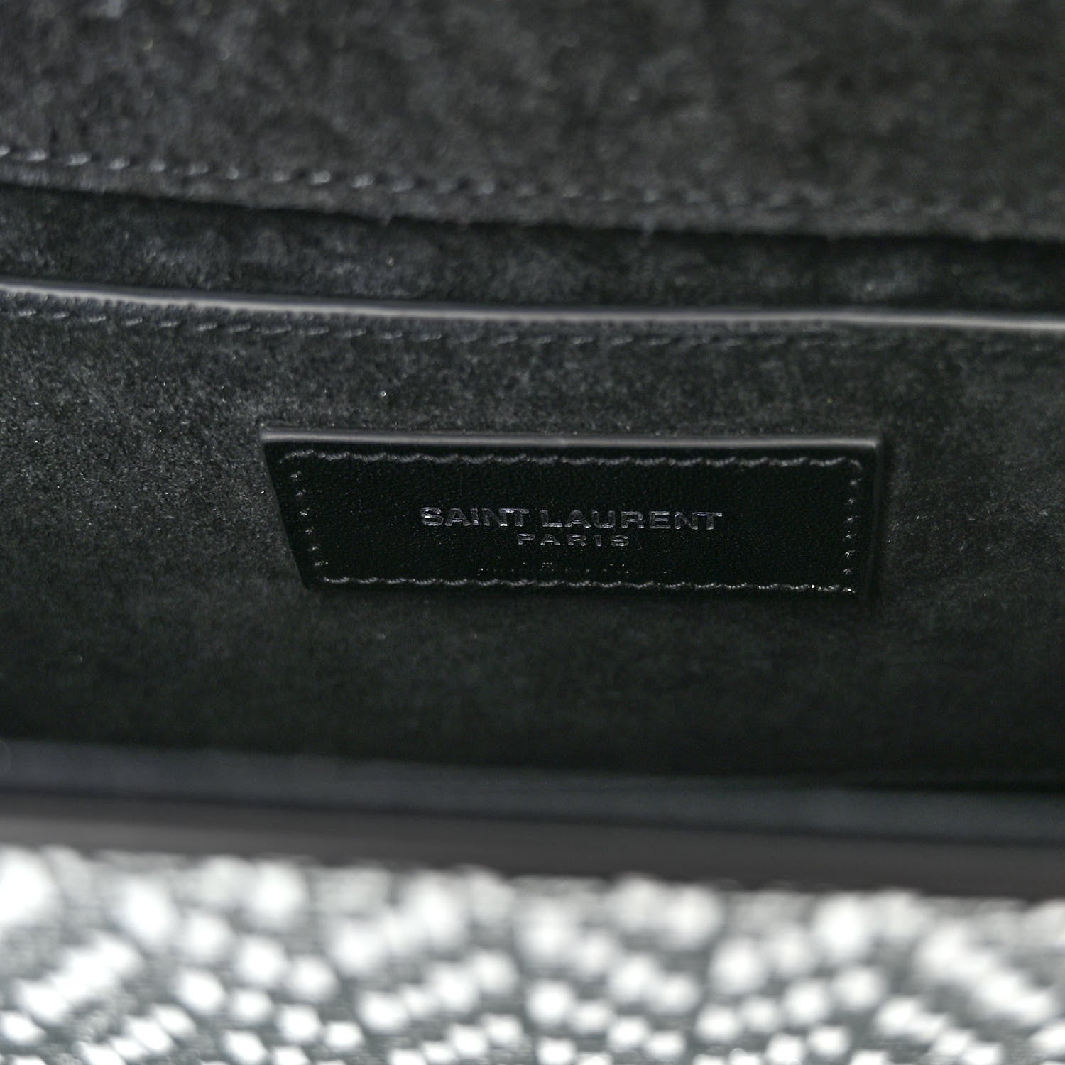 Saint Laurent Metallic Calfskin Chevron Small Monogram Kate Satchel Black Argento 6 of 9
