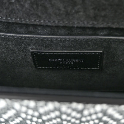 Saint Laurent Metallic Calfskin Chevron Small Monogram Kate Satchel Black Argento 6 of 9