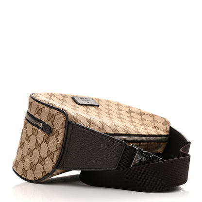 Gucci Monogram Dollar Calfskin Waist Pouch Beige Ebony Testa di Moro Marrone Scuro 2 of 9