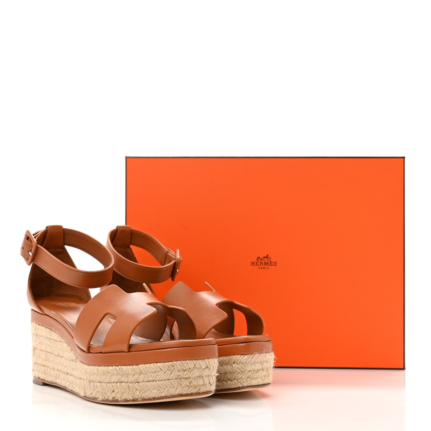 Hermes Goatskin Elda Espadrille Wedge Sandals 39 Marron Glaise 9 of 9