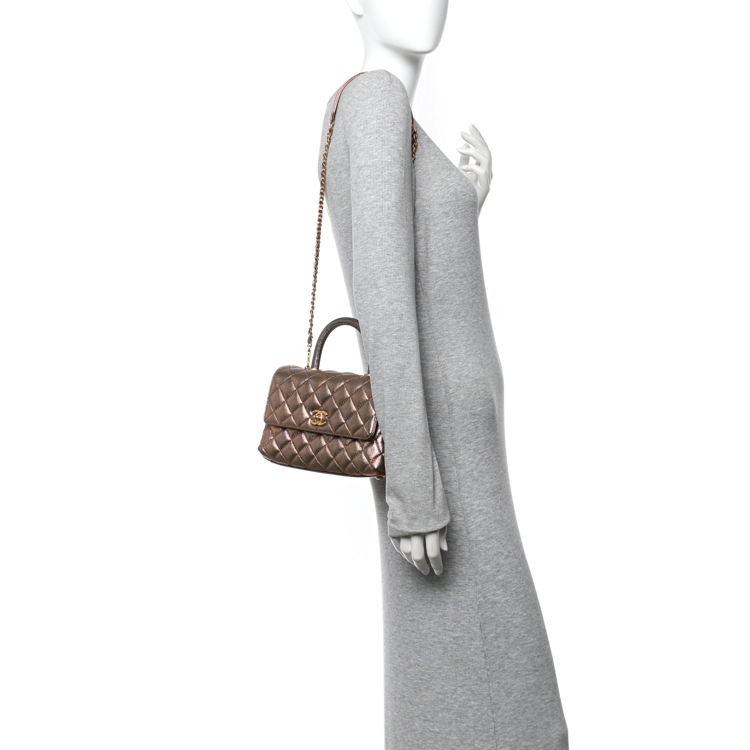 Chanel Metallic Caviar Quilted Mini Coco Handle Flap Gold 2 of 10