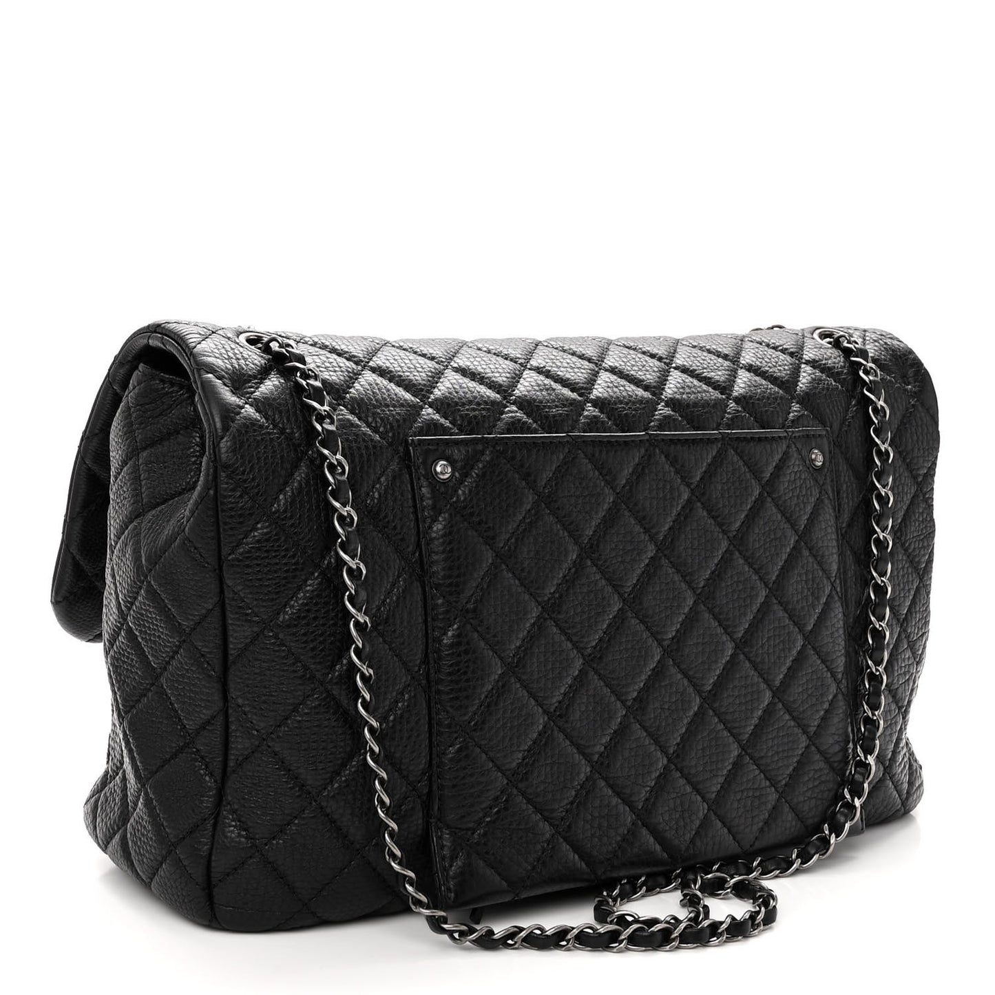 Calfskin Quilted Small XXL Travel Flap Bag Black