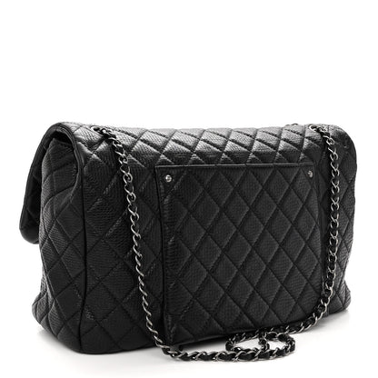 Chanel Calfskin Quilted Small XXL Travel Flap Bag Black 2 of 9