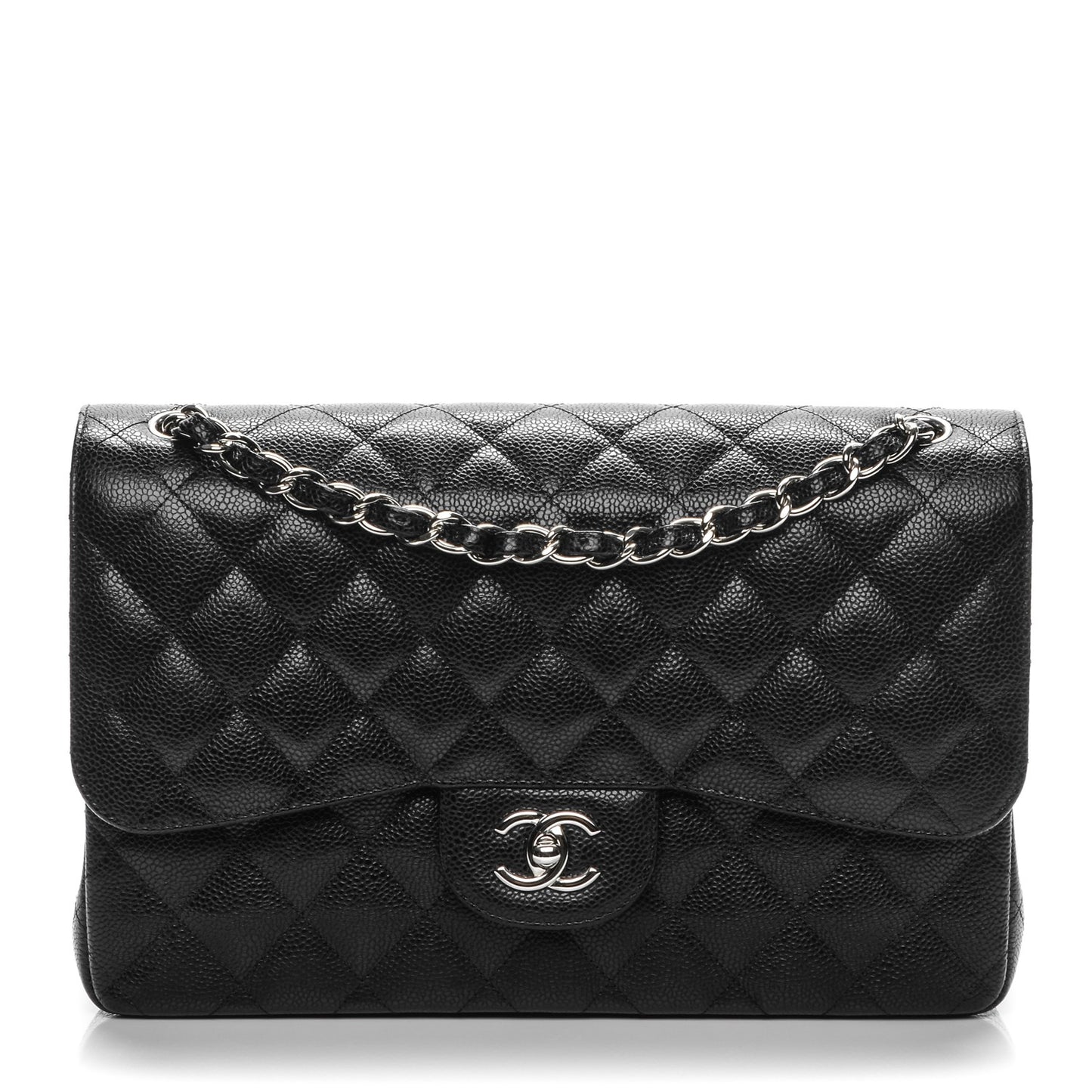 Caviar Quilted Jumbo Double Flap Black